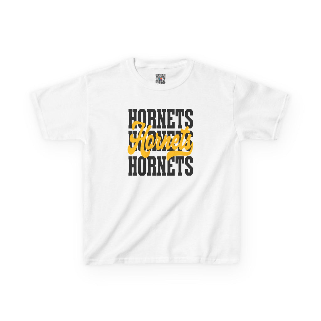 Stacked Hornets Script Youth T-Shirt | School Spirit Mascot Game Day Tee | Cr8tive Designs