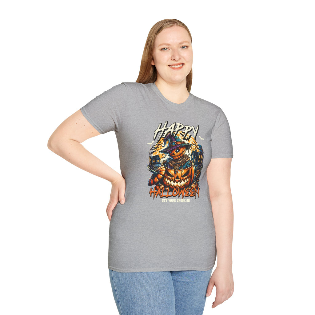 Happy Halloween Scarecrow Pumpkin Tee | Spooky Fall Graphic Shirt | Cr8tive Designs