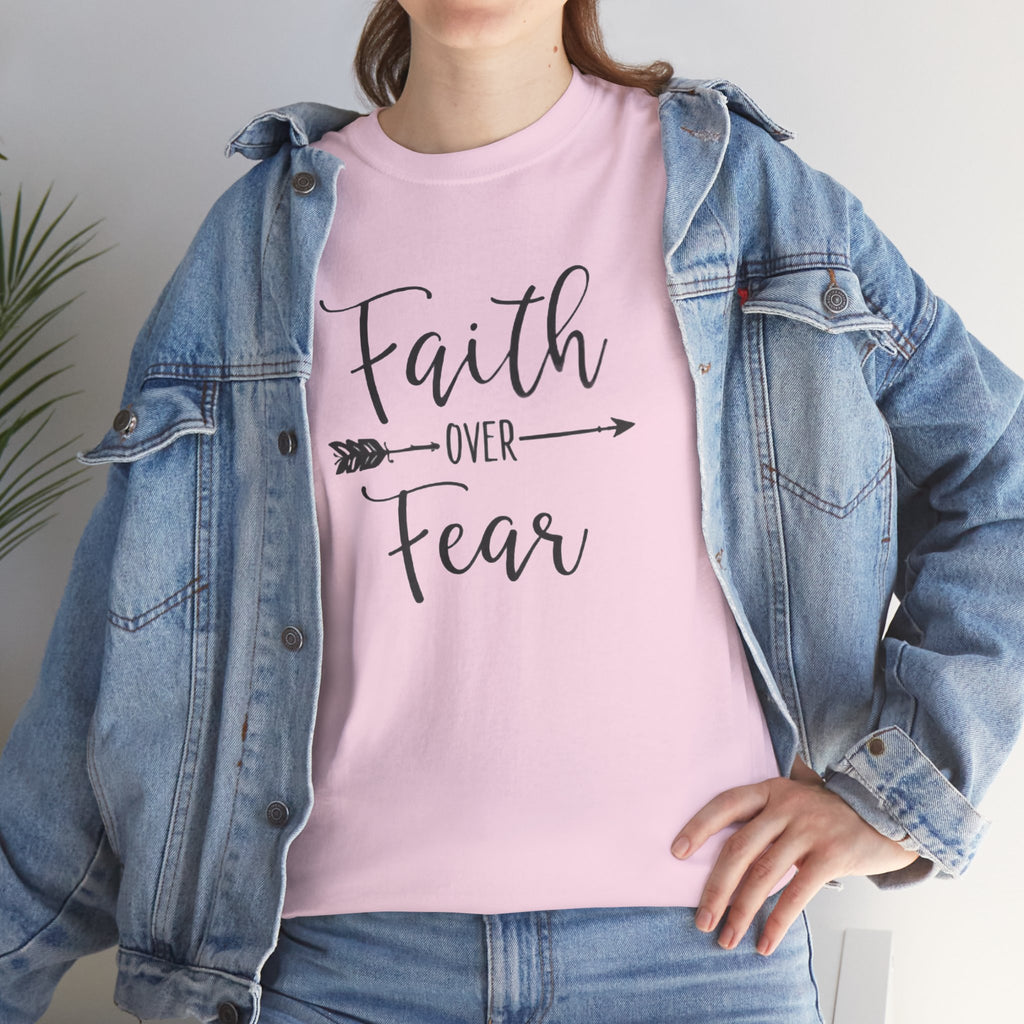 Faith Over Fear T-Shirt — Inspirational Christian Tee with Arrow Design