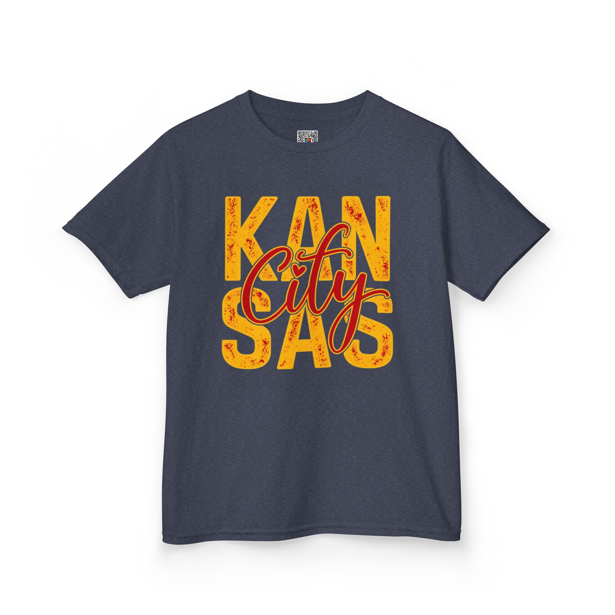 Kansas City Script Youth T-Shirt | Red & Gold Game Day Graphic Tee | Cr8tive Designs