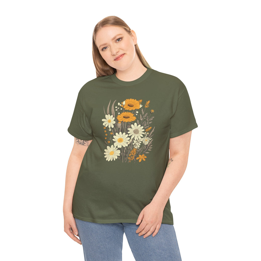Vintage Yellow Floral T-Shirt/Cr8tive Designs