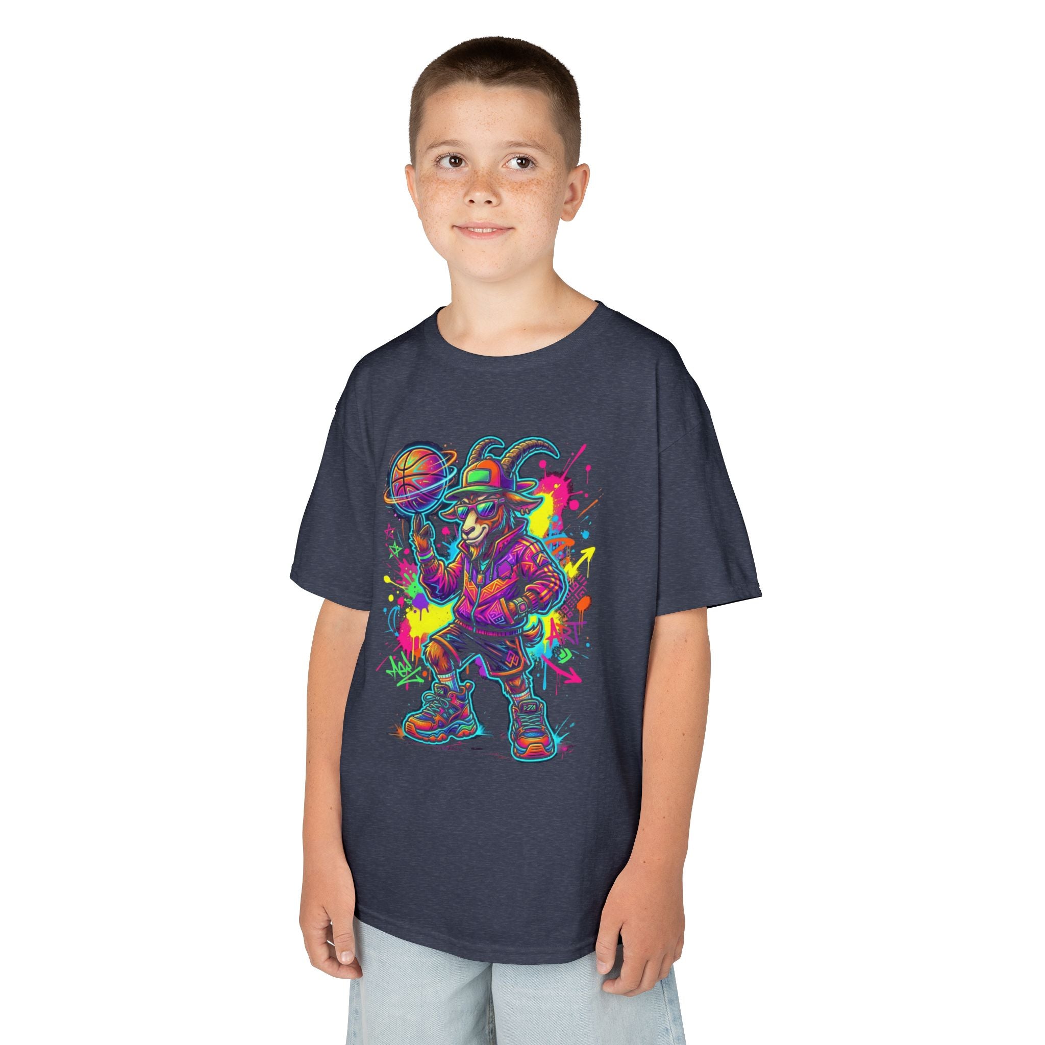 Kids Basketball Player Neon Splash T-Shirt | Cr8tive Designs