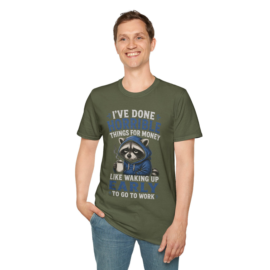 I've Done Horrible Things For Money Raccoon T-Shirt | Funny Sarcastic Graphic | Cr8tive Designs