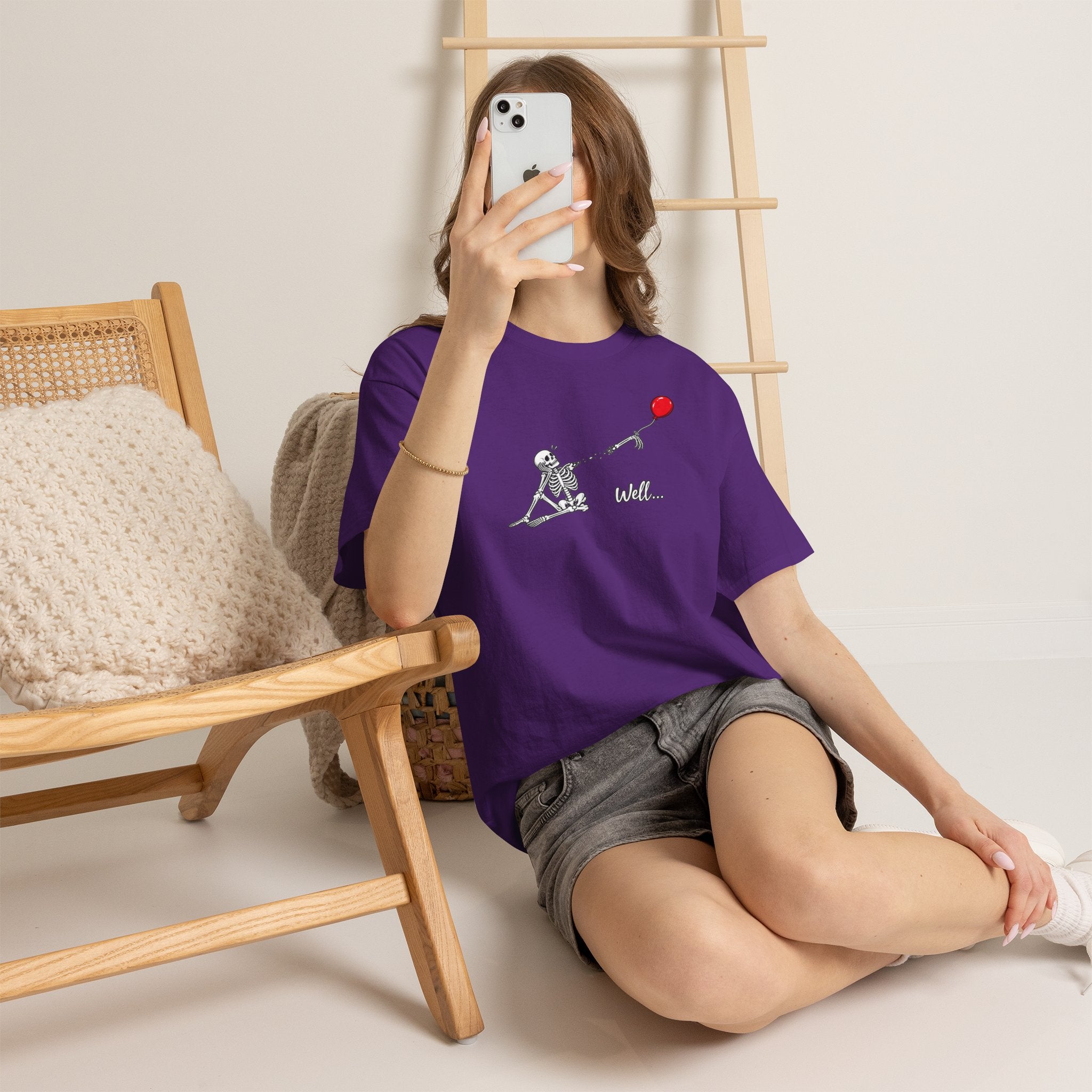 Well... Skeleton Red Balloon Graphic T-Shirt | Funny Dark Humor Tee | Cr8tive Designs