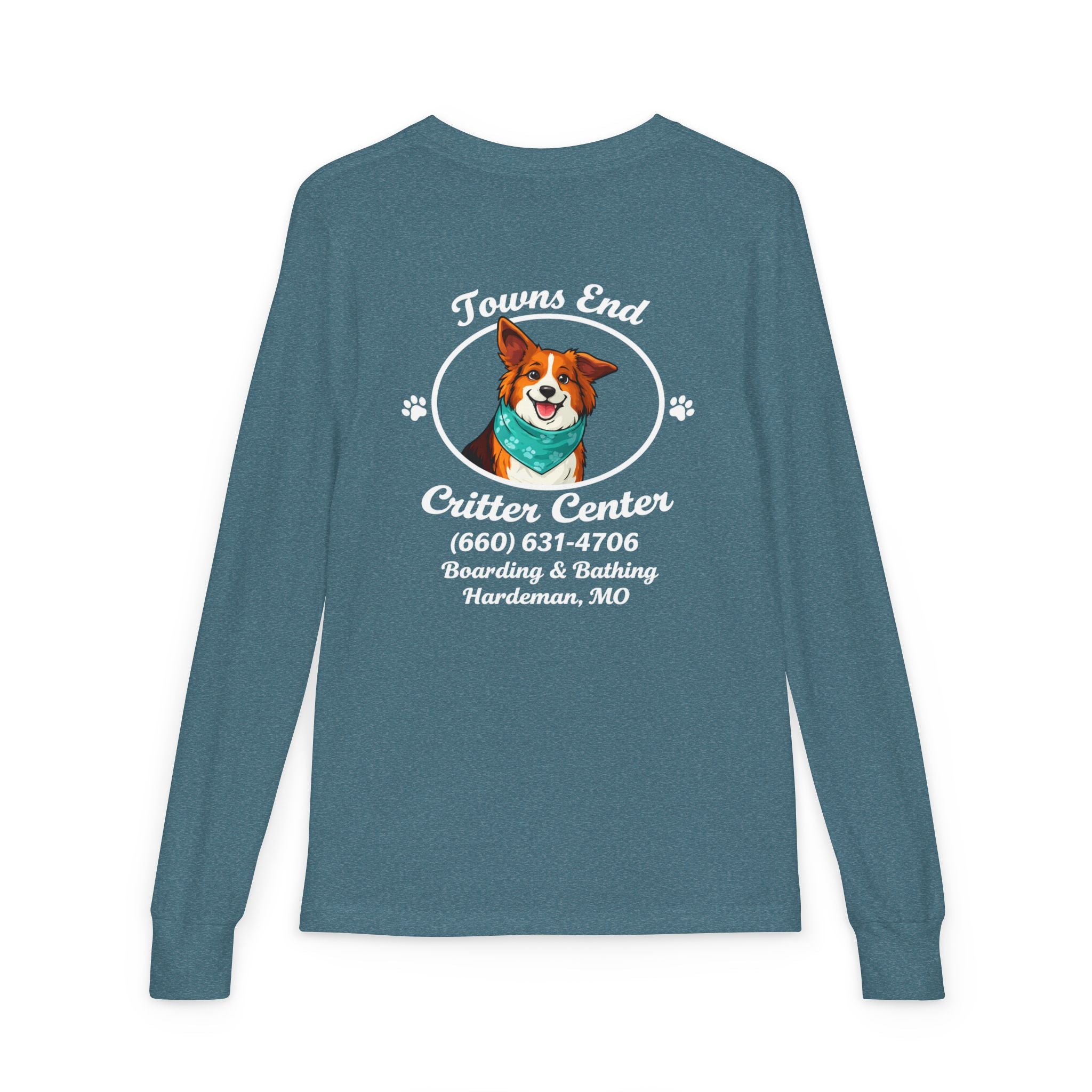 Towns End Critter Center Long Sleeve T-Shirt | Custom Pet Boarding & Grooming Graphic Tee | Cr8tive Designs