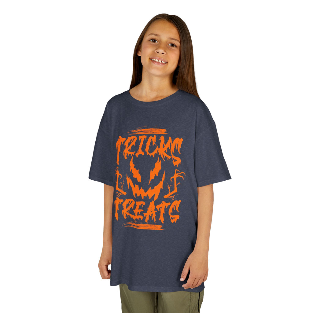 Kids Halloween Tee | 'Tricks & Treats' Spooky Jack-O'-Lantern Graphic | Cr8tive Designs