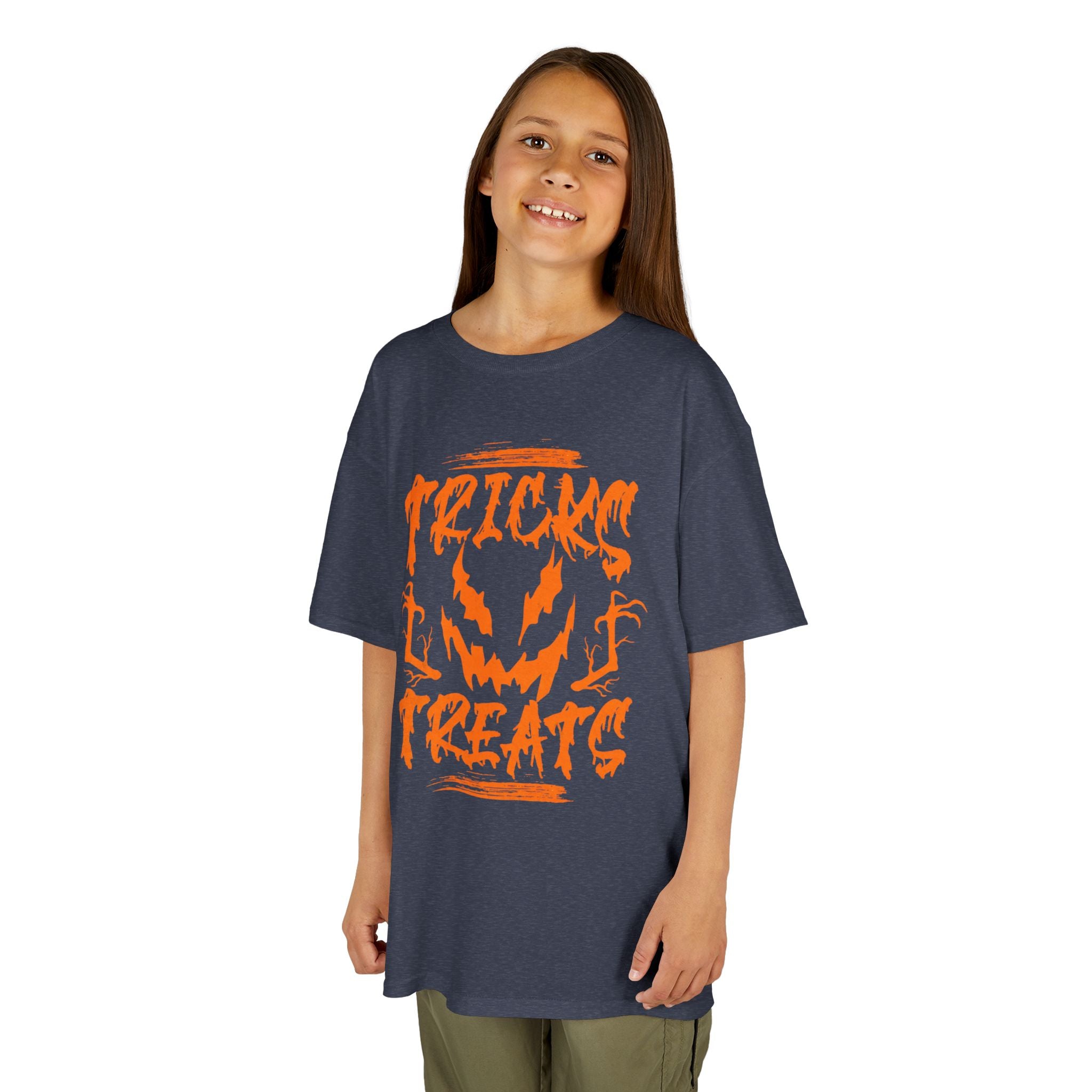 Kids Halloween Tee | 'Tricks & Treats' Spooky Jack-O'-Lantern Graphic | Cr8tive Designs