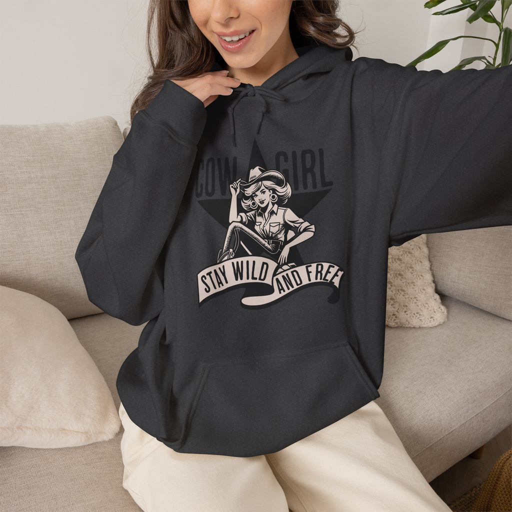 Cowgirl Stay Wild and Free | Vintage Western Hoodie | Cr8tive Designs