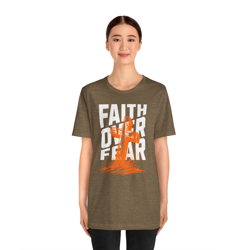 Faith Over Fear Tee | Christian Cross Inspirational Short Sleeve Shirt | Cr8tive Designs