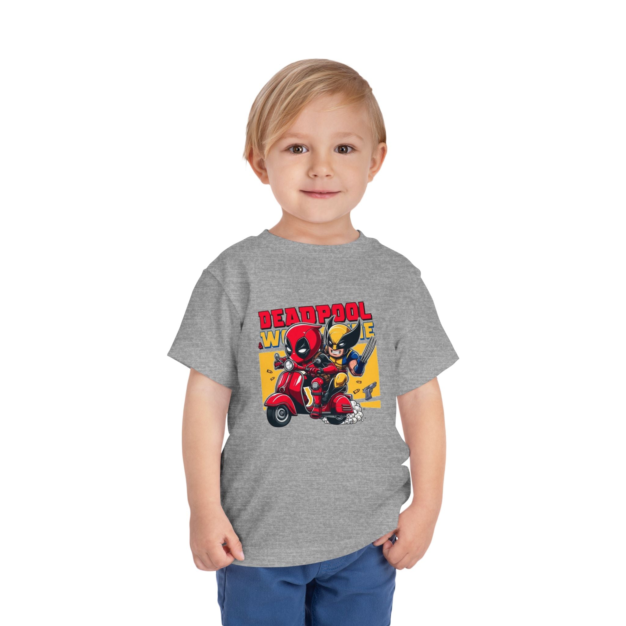 Deadpool & Wolverine Scooter Ride Toddler T-Shirt | Superhero Duo Tee | Cr8tive Designs