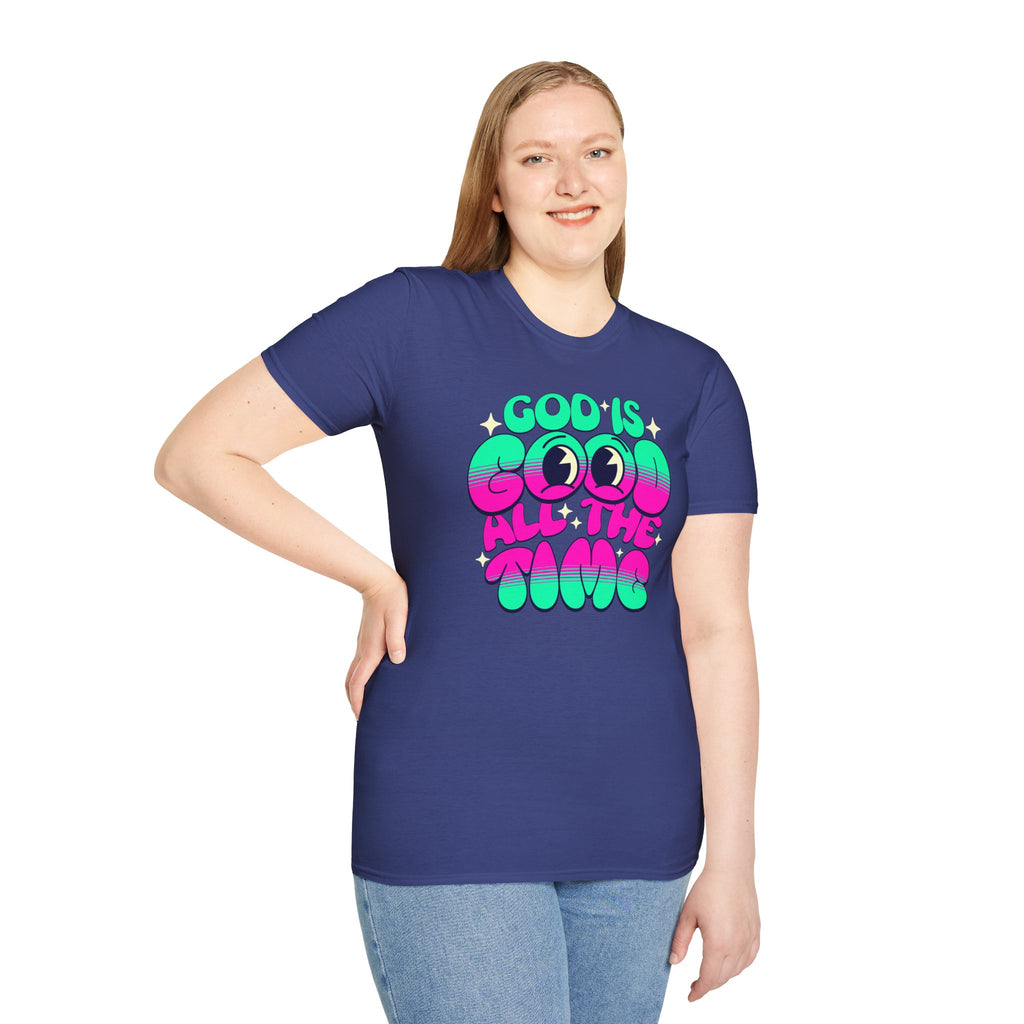 God Is Good All The Time T-Shirt | Retro Neon Faith Graphic Tee | Cr8tive Designs