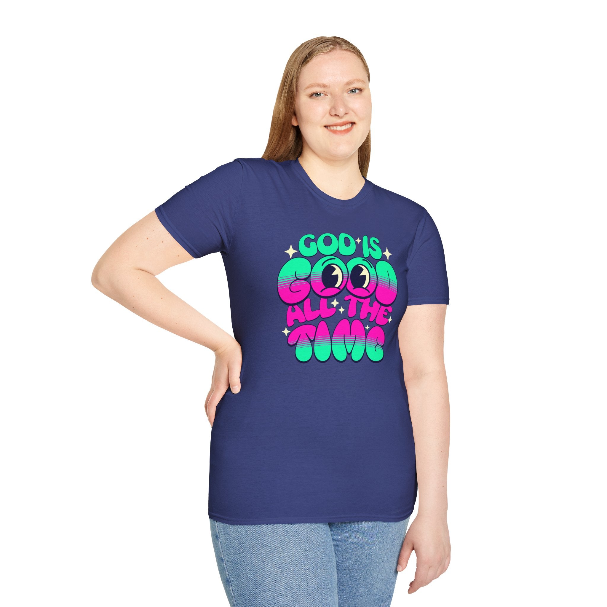 God Is Good All The Time T-Shirt | Retro Neon Faith Graphic Tee | Cr8tive Designs