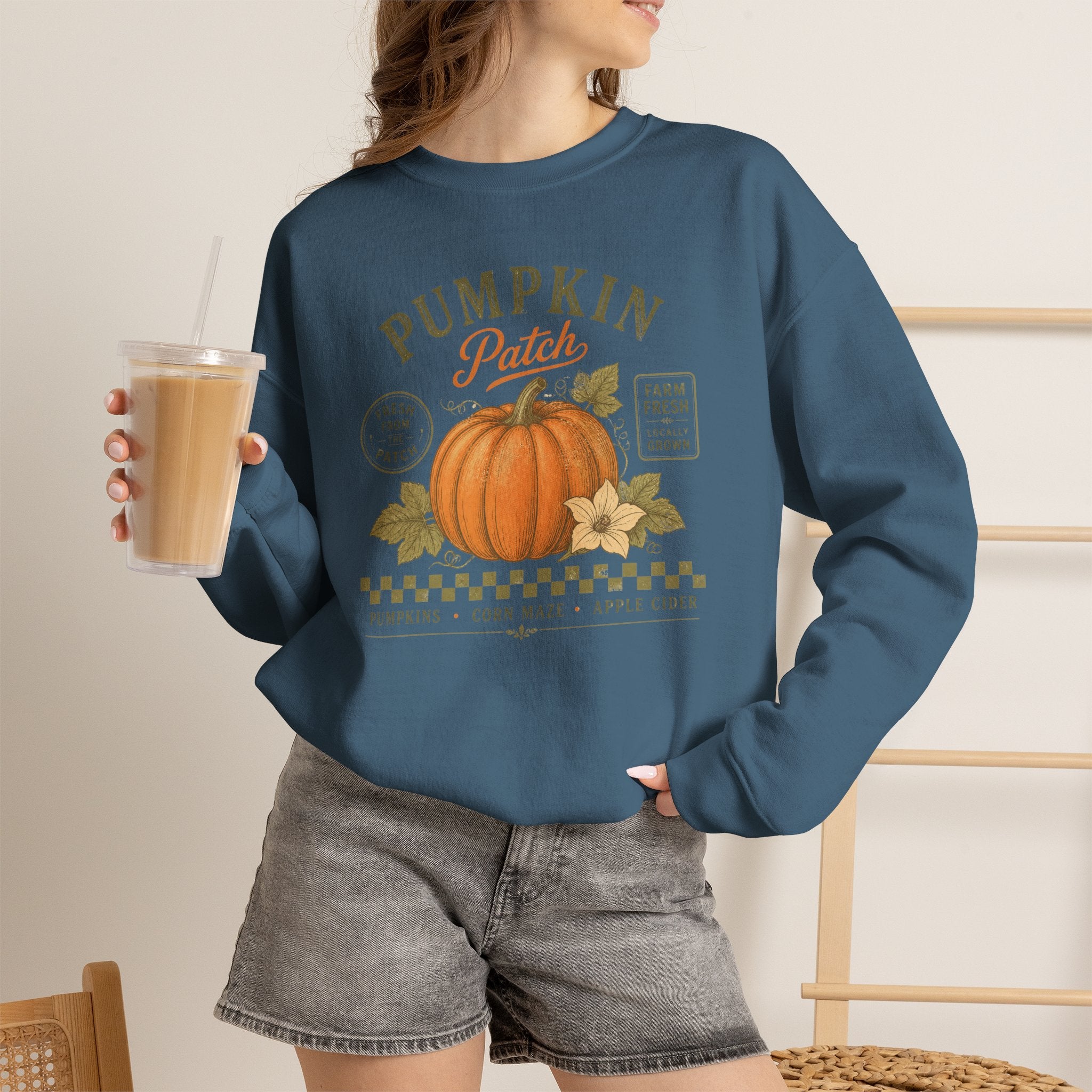 Farm Fresh Pumpkin Patch Sweatshirt | Rustic Farmhouse Fall Sweatshirt | Cr8tive Designs