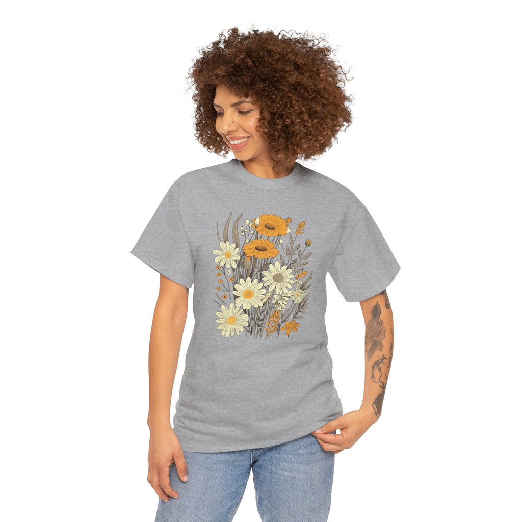 Vintage Yellow Floral T-Shirt/Cr8tive Designs