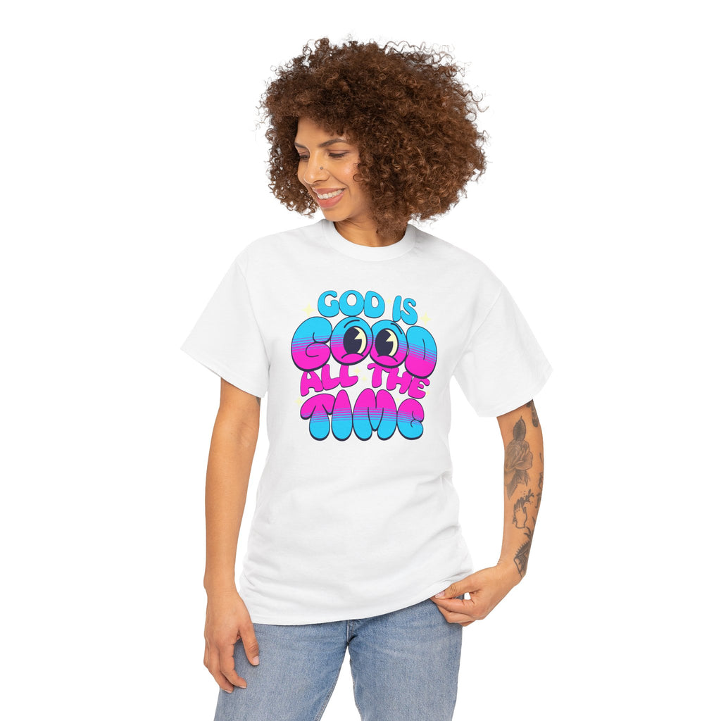 God Is Good All The Time T‑Shirt | Retro Bubble Letter Faith Tee | Cr8tive Designs