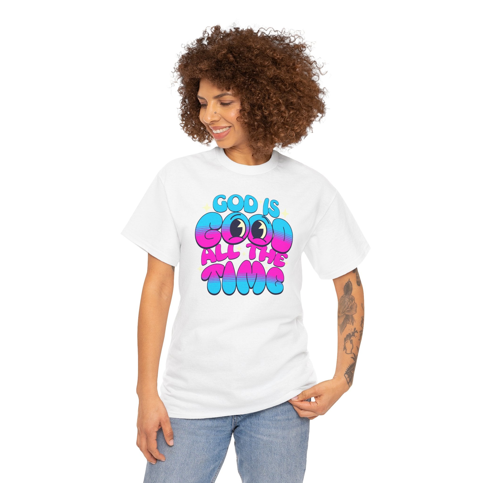 God Is Good All The Time T‑Shirt | Retro Bubble Letter Faith Tee | Cr8tive Designs