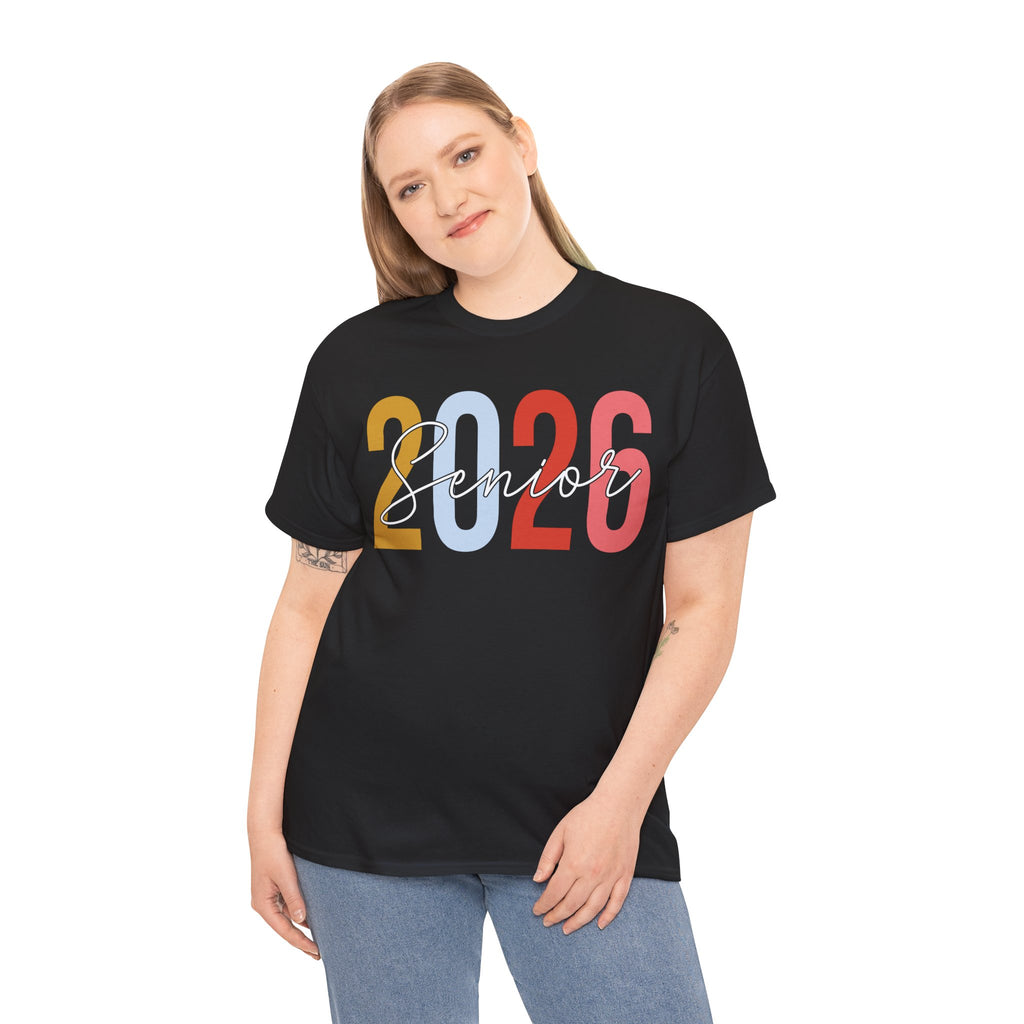 Senior 2026 Script Overlay T-Shirt | Trendy Color Graduation Tee | Senior Shirt | Cr8tive Designs