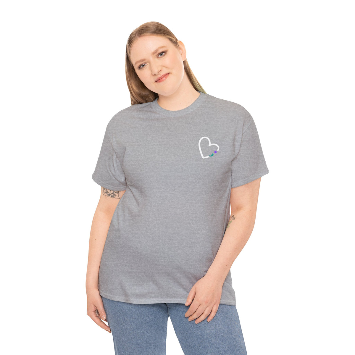 Heart Semicolon Pocket Print T-Shirt | Mental Health Awareness Graphic Tee | Cr8tive Designs