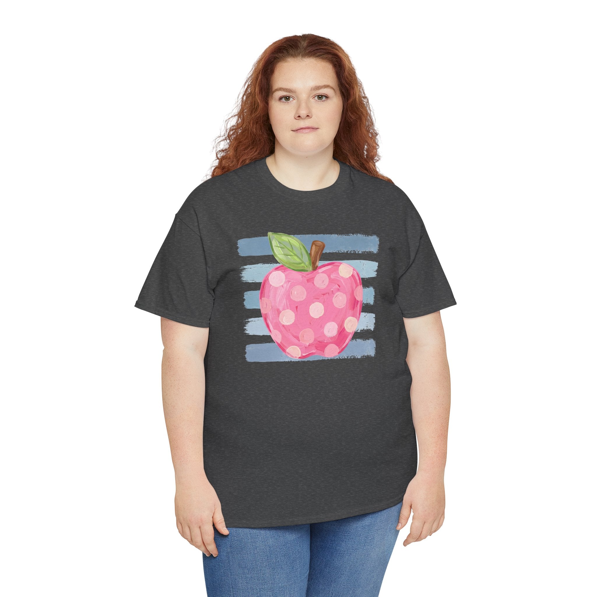 Pink Polka Dot Apple | Teacher Graphic T-Shirt | Cr8tive Designs