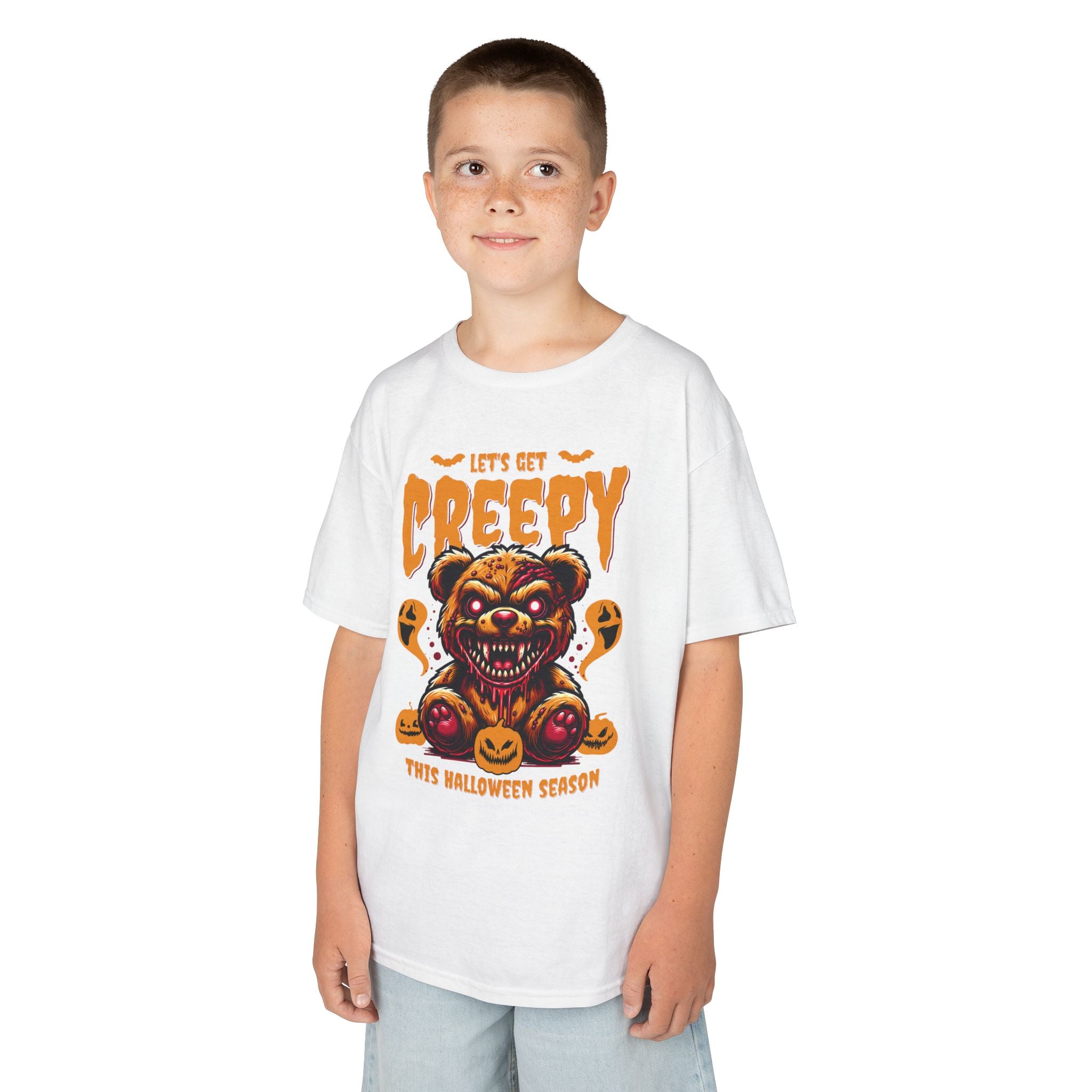 Kids Tee | "Let's Get Creepy" Halloween Teddy Bear Graphic | Cr8tive Designs