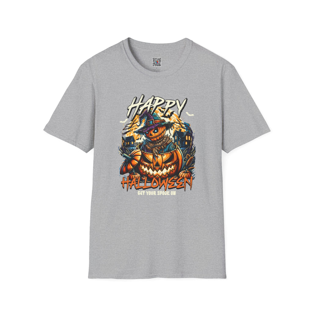Happy Halloween Scarecrow Pumpkin Tee | Spooky Fall Graphic Shirt | Cr8tive Designs