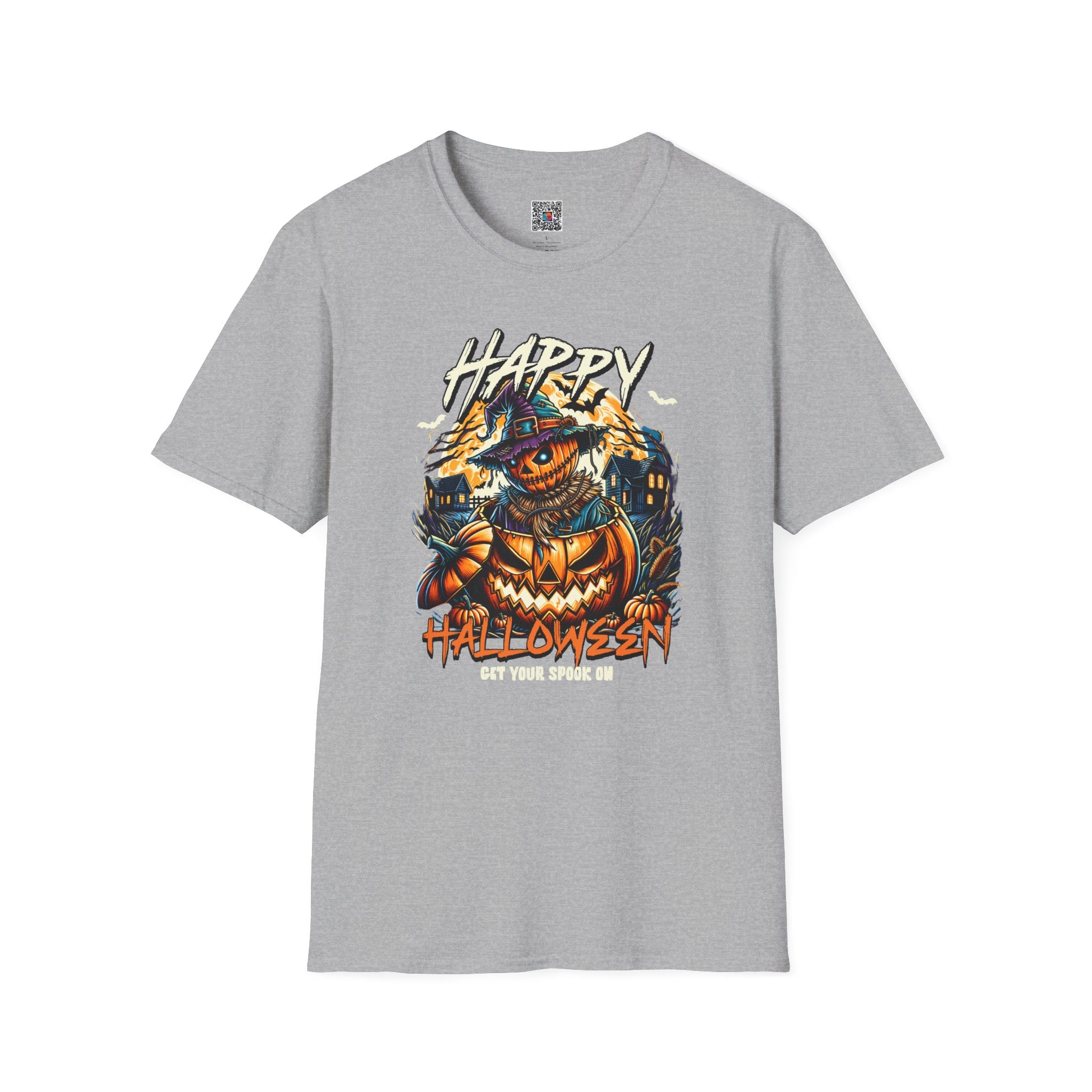 Happy Halloween Scarecrow Pumpkin Tee | Spooky Fall Graphic Shirt | Cr8tive Designs