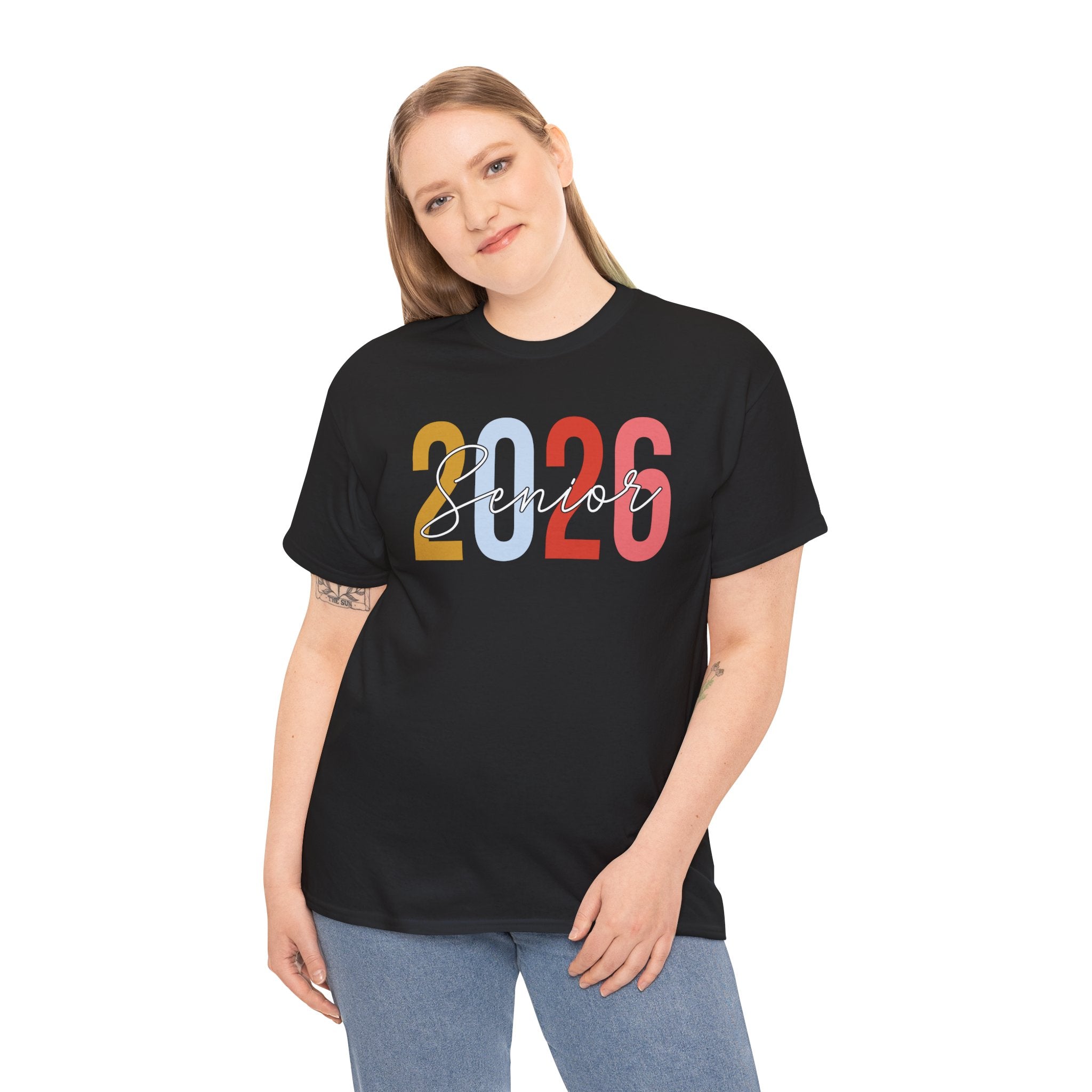 Senior 2026 Script Overlay T-Shirt | Trendy Color Graduation Tee | Senior Shirt | Cr8tive Designs