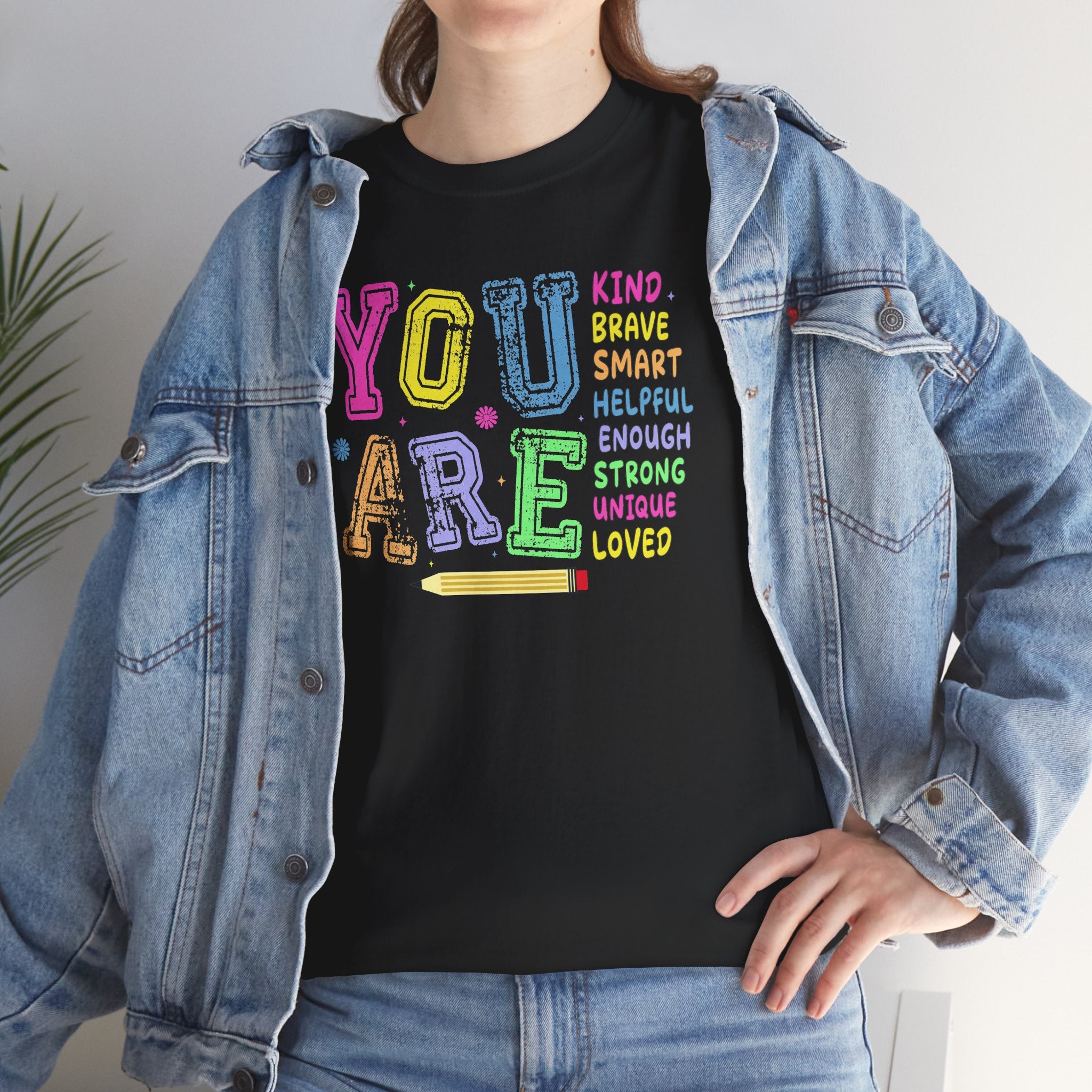 You Are Kind, Brave, Smart & Loved | Positive Back-to-School T-Shirt | Cr8tive Designs