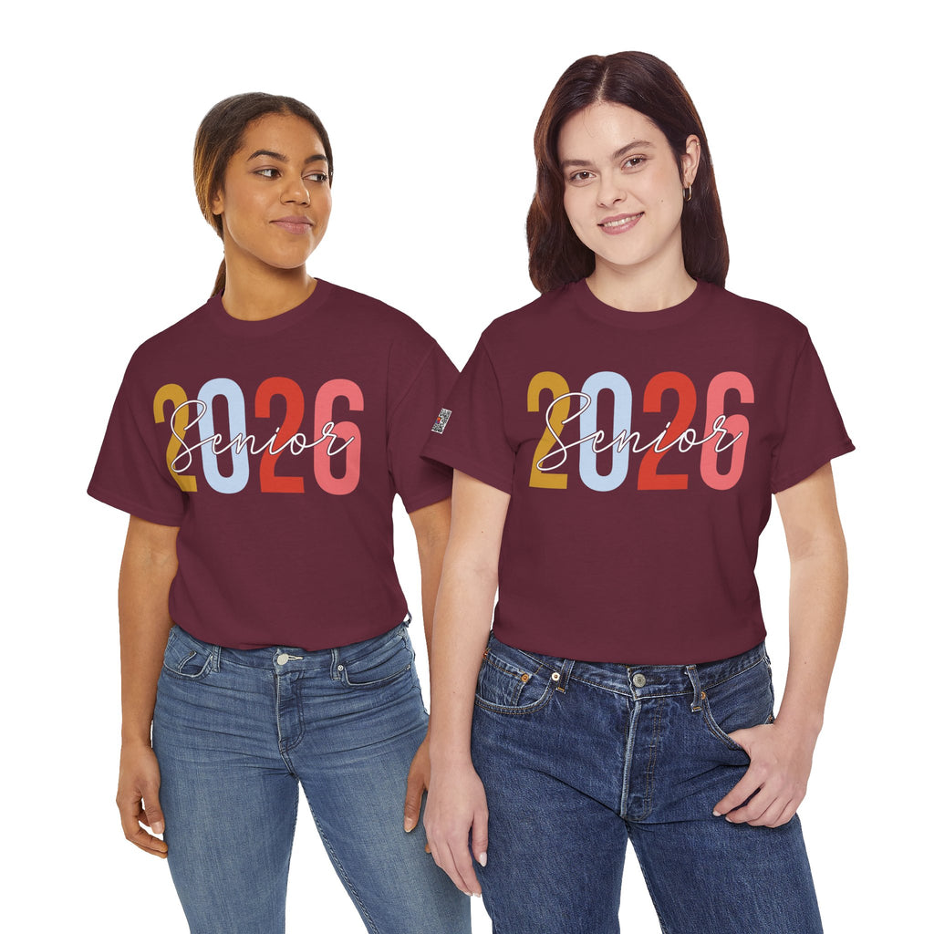 Senior 2026 Script Overlay T-Shirt | Trendy Color Graduation Tee | Senior Shirt | Cr8tive Designs