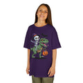 Skeleton Riding T-Rex Youth T-Shirt | Spooky Dino Halloween Kids Tee | Cr8tive Designs