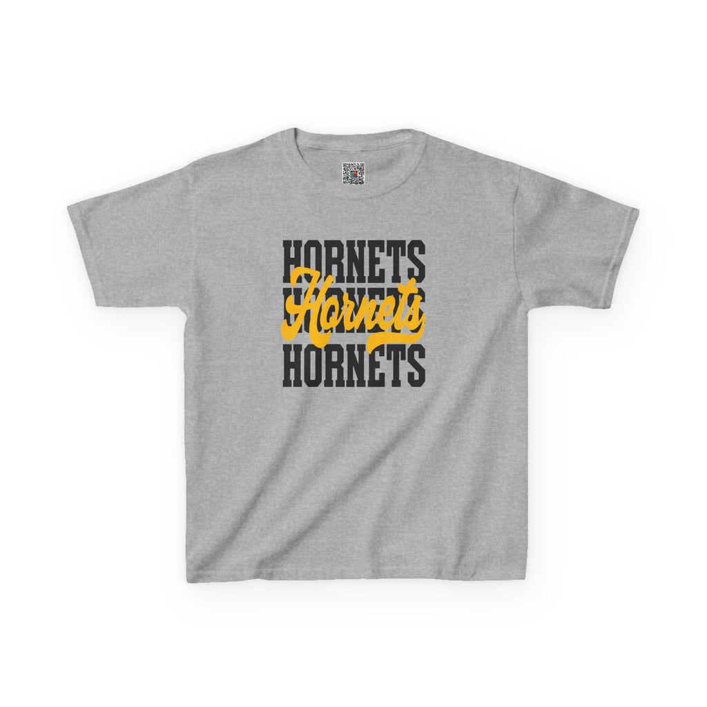 Stacked Hornets Script Youth T-Shirt | School Spirit Mascot Game Day Tee | Cr8tive Designs