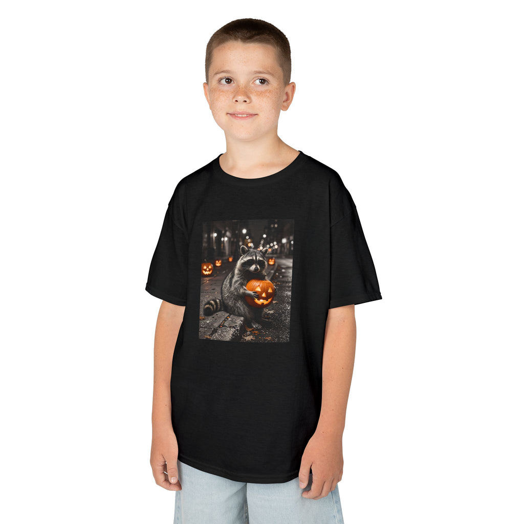 Halloween Raccoon Pumpkin Youth T-Shirt | Fall Jack O Lantern Kids Tee | Cr8tive Designs