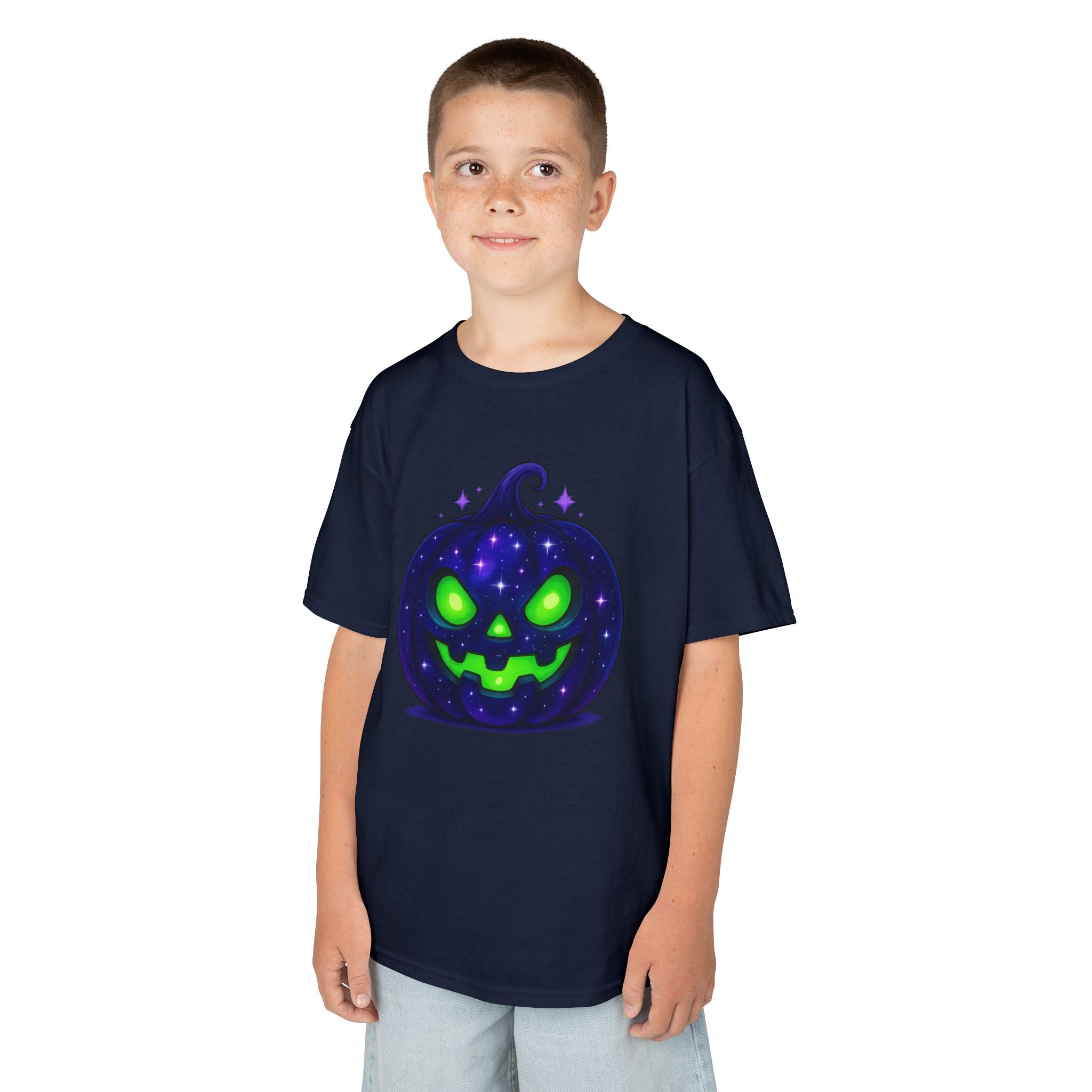 Kids Halloween Pumpkin T‑Shirt | Glowing Green Jack‑O'Lantern Tee |Cr8tive Designs