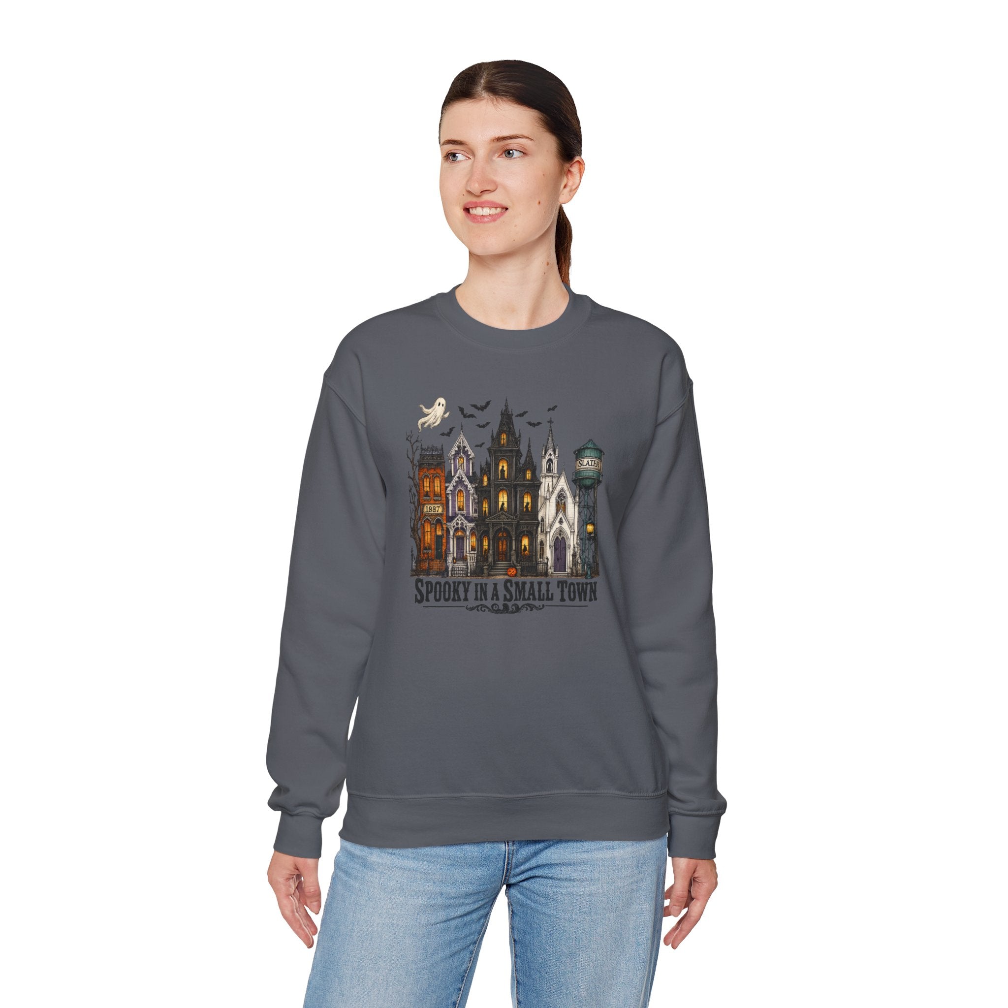 Spooky in a Small Town Sweatshirt | Vintage Slater Haunted House Crewneck | Cr8tive Designs