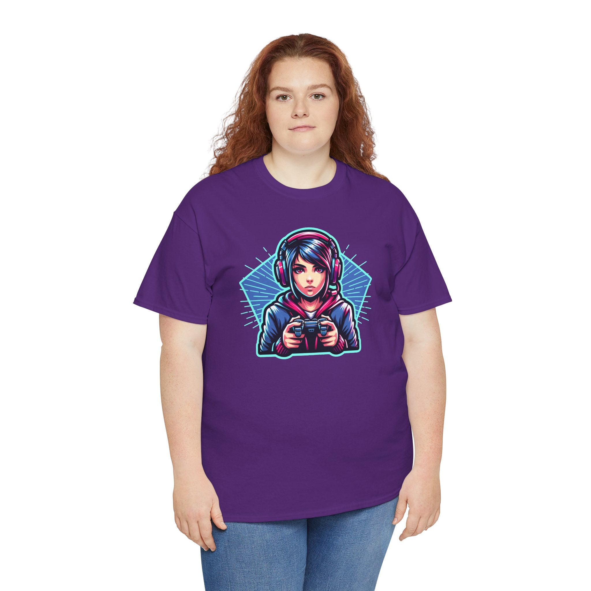 Neon Gamer Girl | Retro Gaming Graphic T-Shirt | Cr8tive Designs