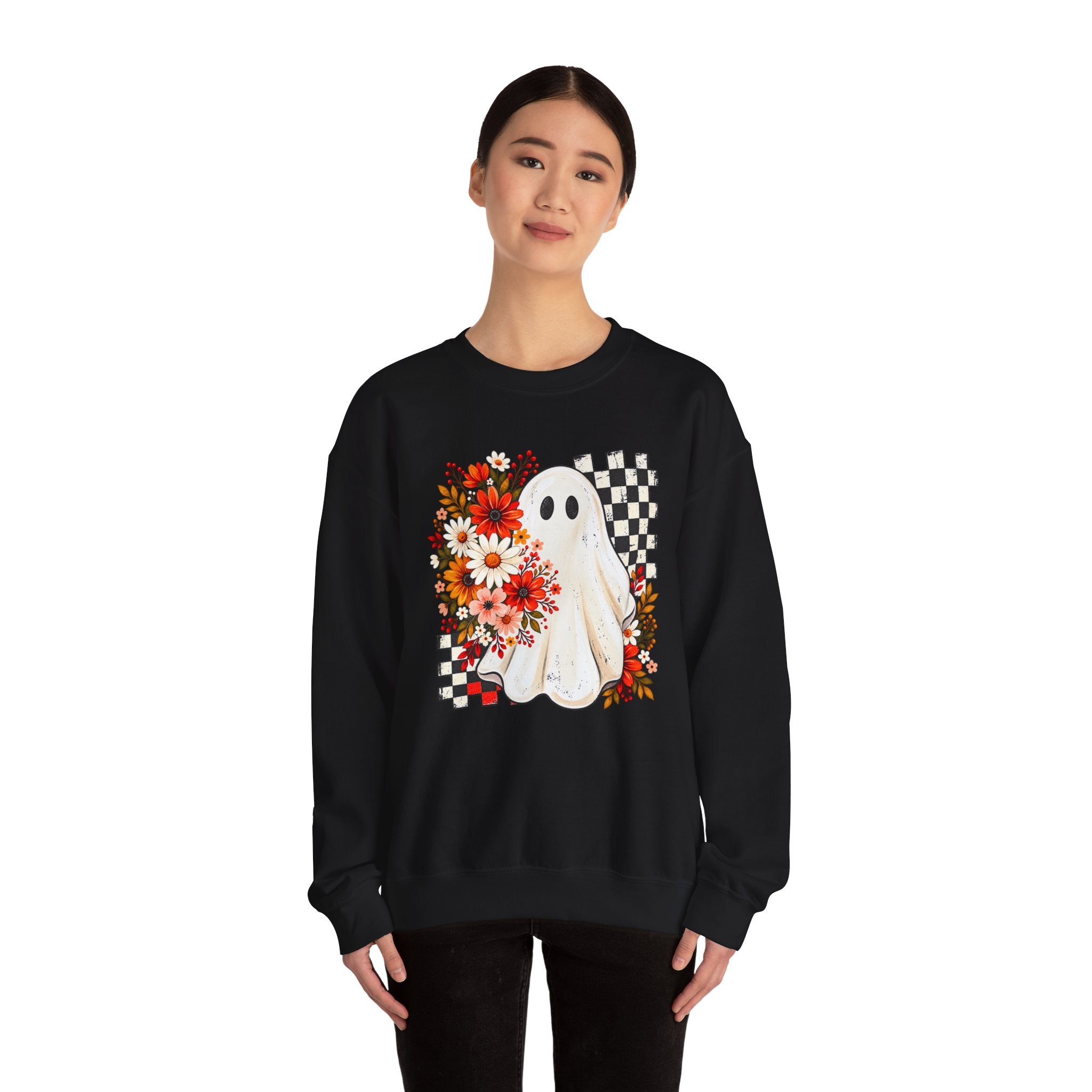 Floral Ghost Sweatshirt | Spooky Season Halloween Crewneck | Cr8tive Designs
