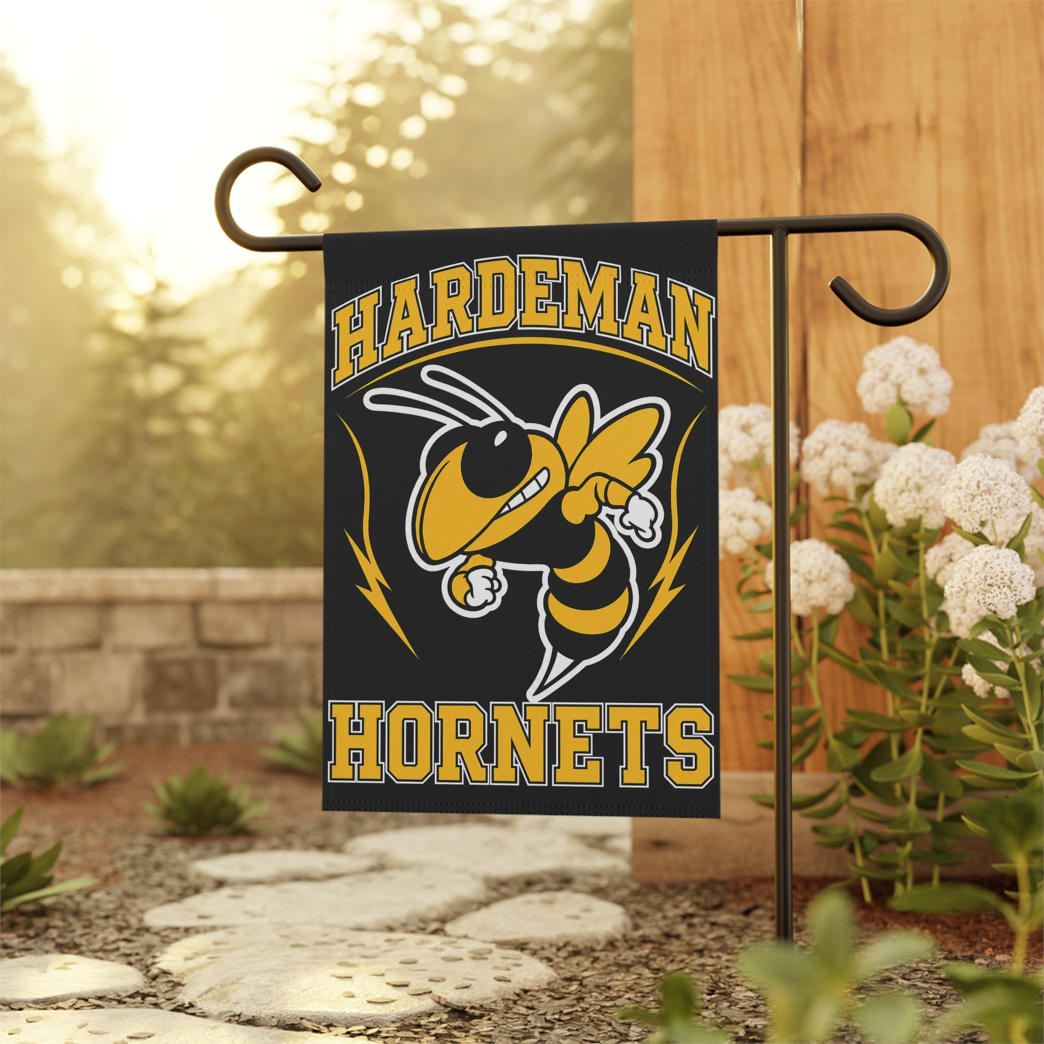 Hardeman Hornets Black & Gold Garden Flag | 12" × 18" School Spirit Flag | Cr8tive Designs
