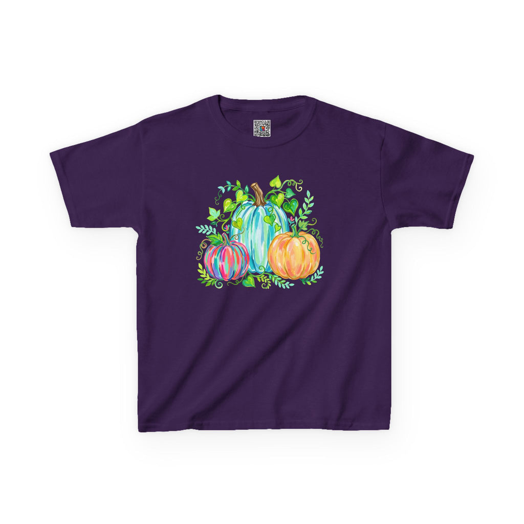Colorful Watercolor Pumpkins Kids Tee | Bright Fall Graphic T-Shirt | Cr8tive Designs