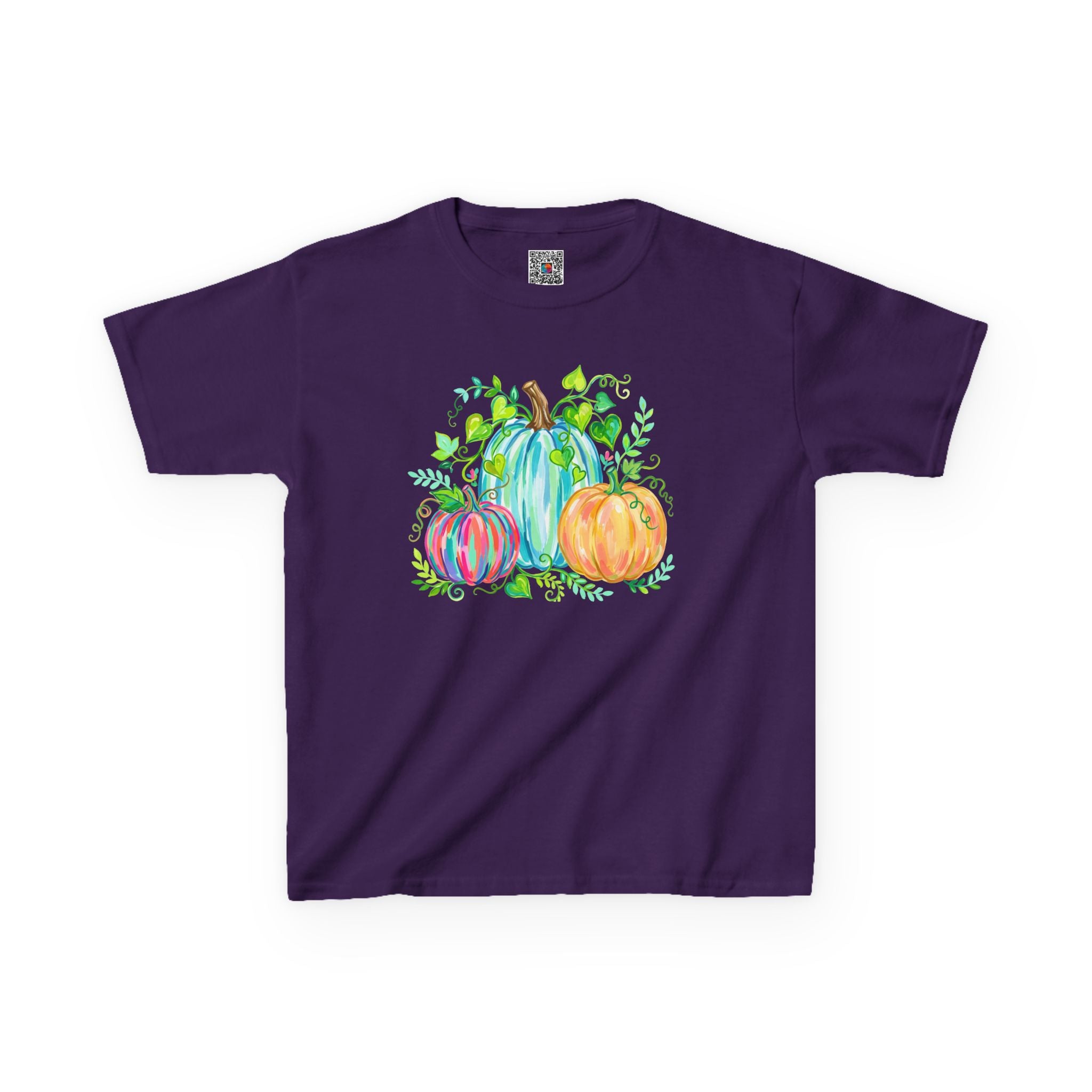 Colorful Watercolor Pumpkins Kids Tee | Bright Fall Graphic T-Shirt | Cr8tive Designs