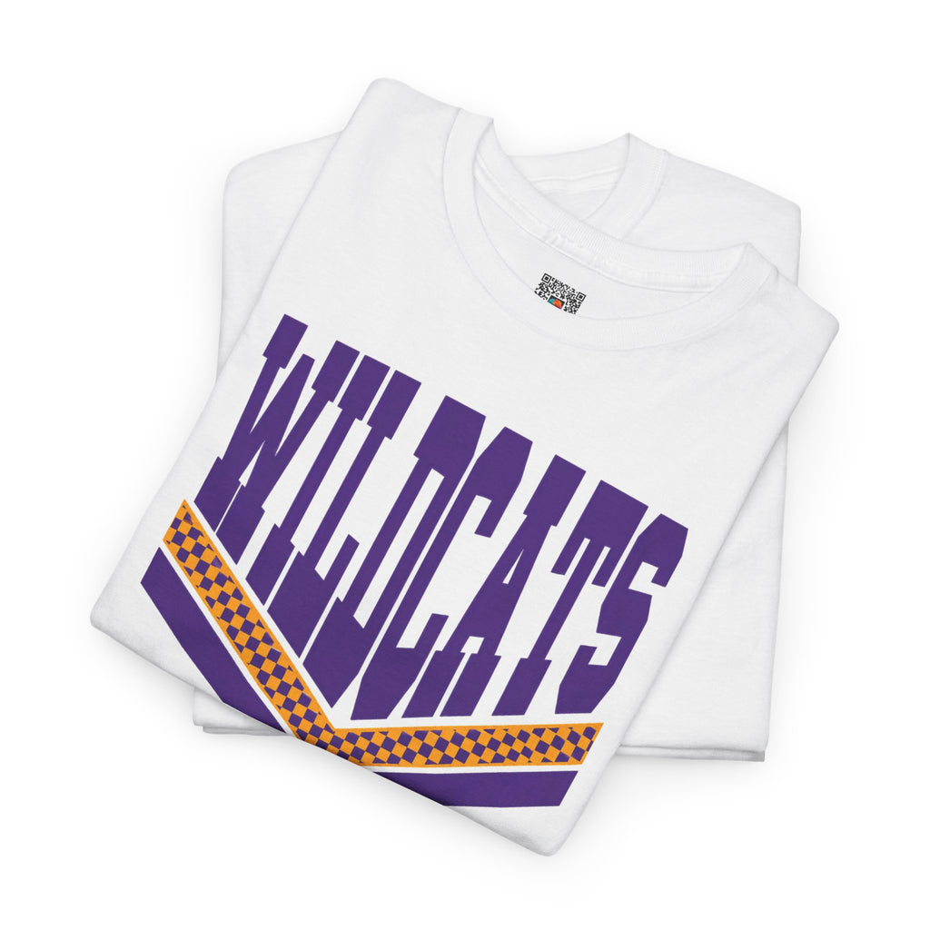 Wildcats Checkerboard Spirit | Purple and Gold School T-Shirt | Cr8tive Designs