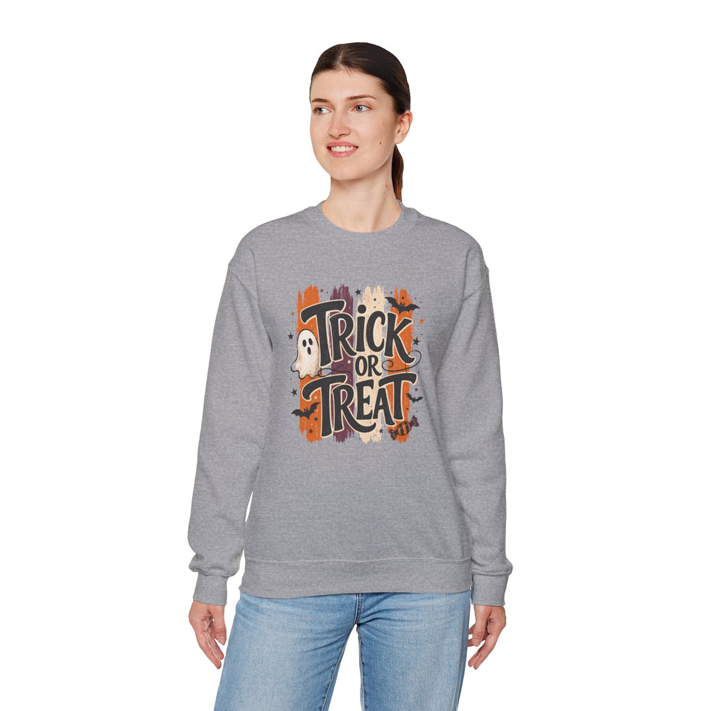 Trick or Treat Sweatshirt | Retro Halloween Ghost Graphic Crewneck | Cr8tive Designs