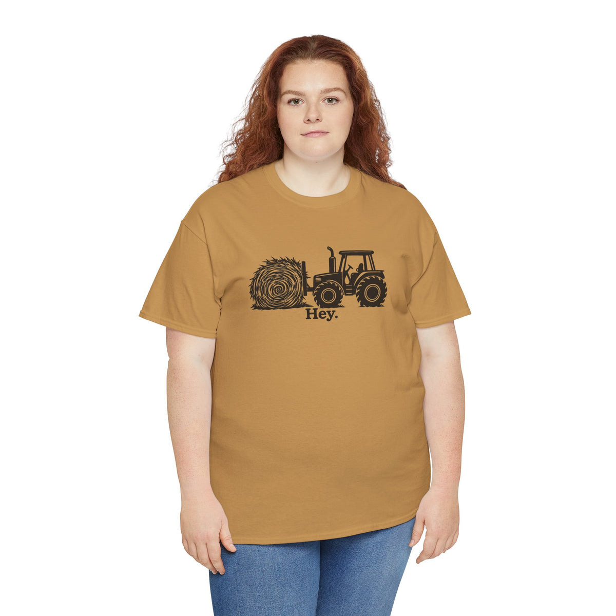 Hey. Tractor Hay Bale Graphic T-Shirt | Funny Farming Pun Country Tee | Cr8tive Designs