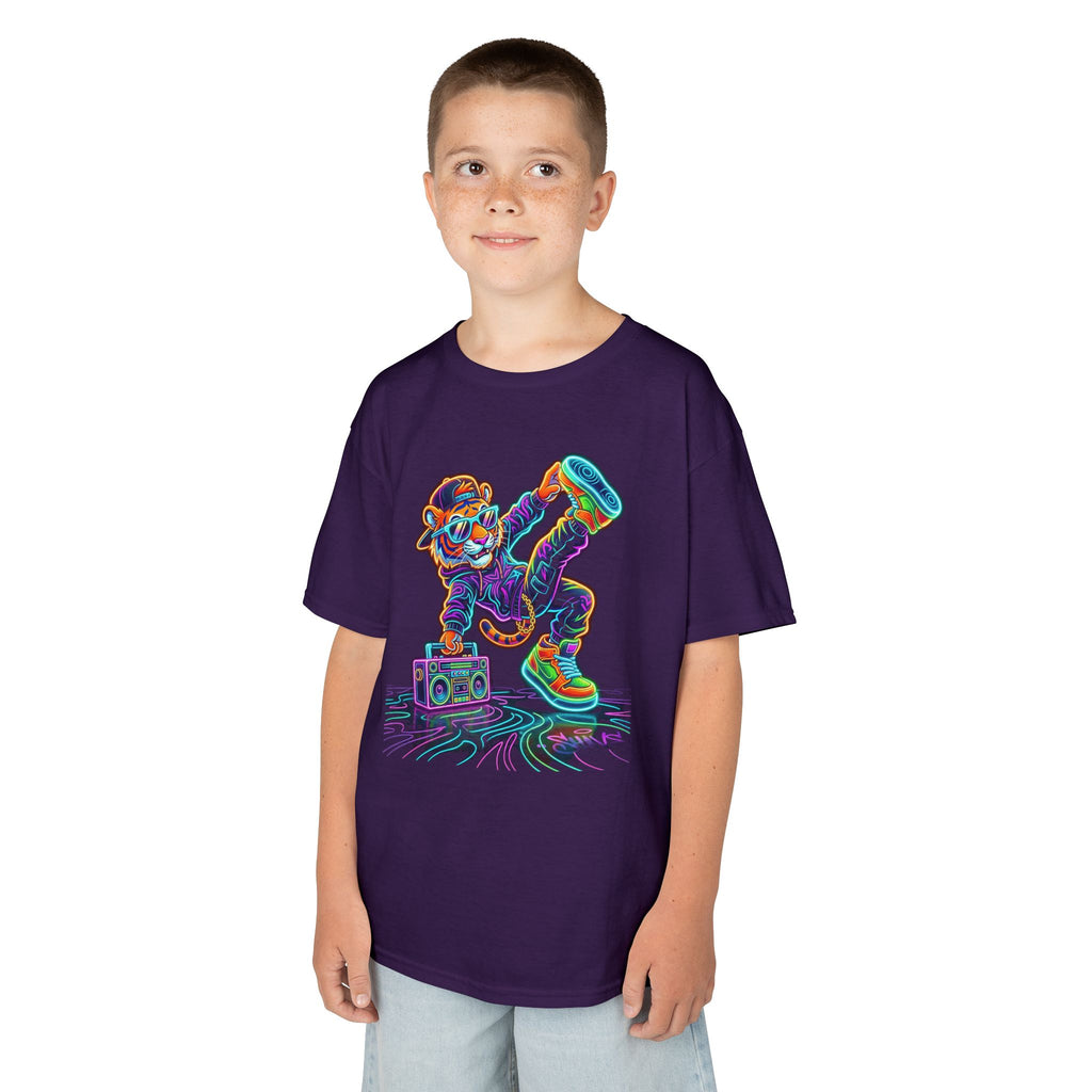 Kids Skateboard Neon Bear T-Shirt | Retro Glow Skateboarding Tee | Cr8tive Designs