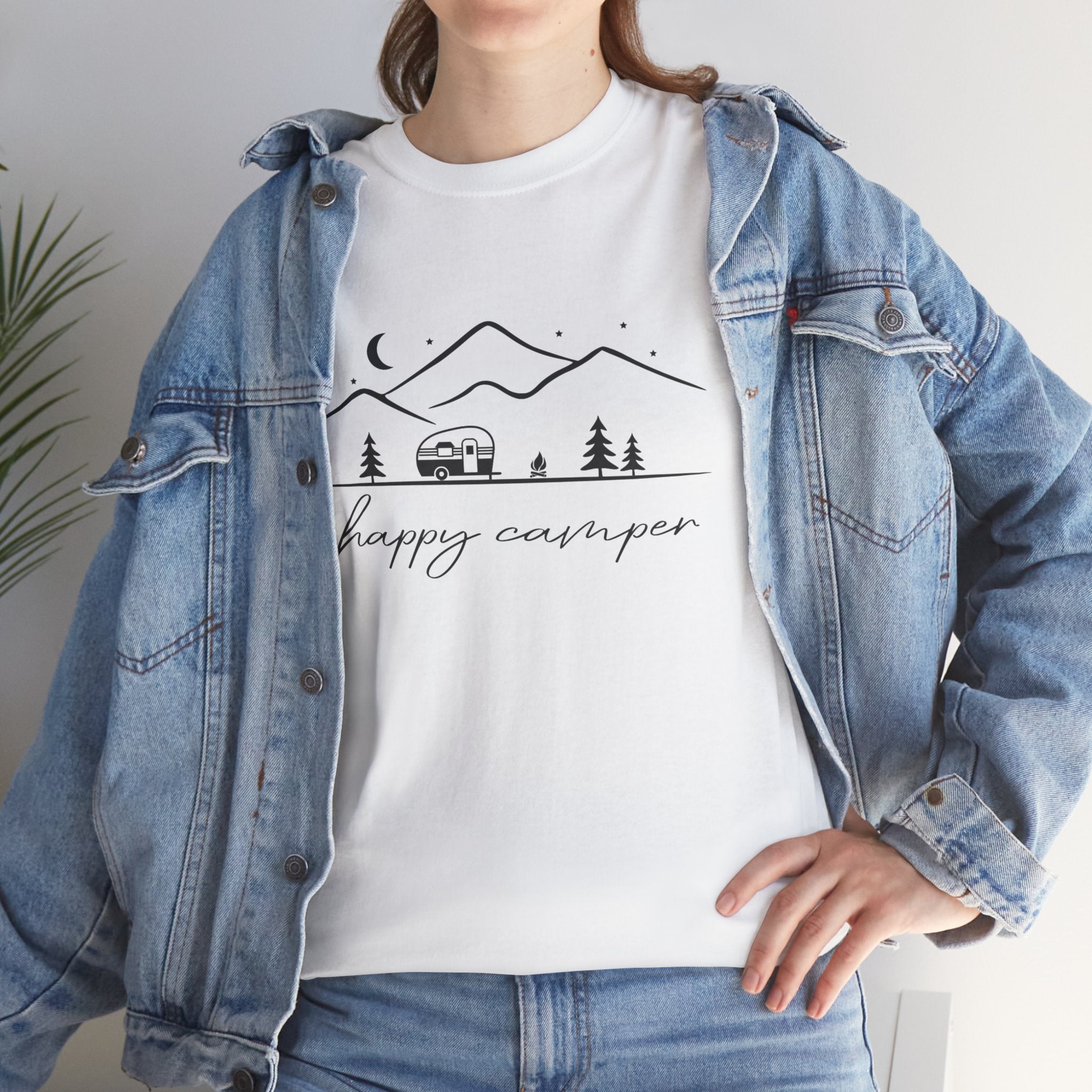 Happy Camper | Minimal Mountain Camping Tee | Cr8tive Designs