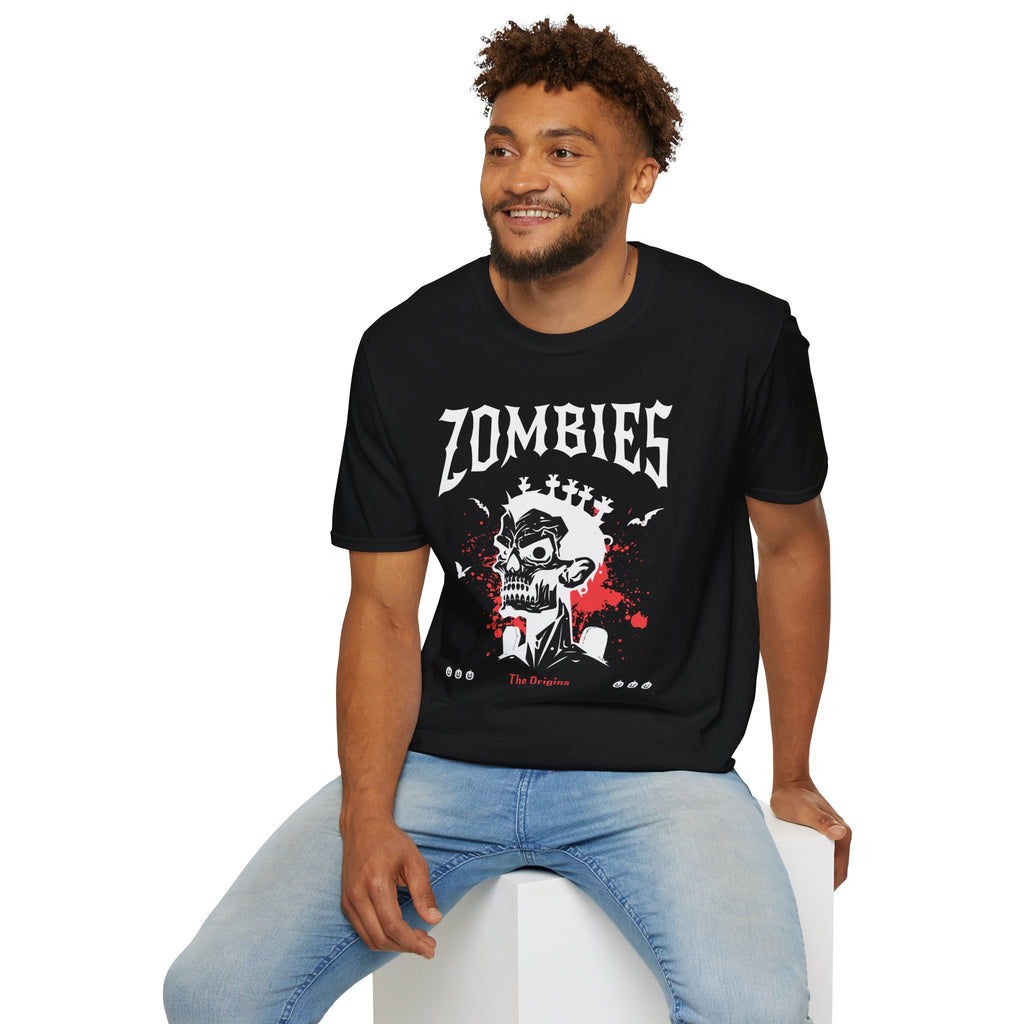 Zombies Skull T-Shirt | Gothic Horror Band Tee with Blood Splatter | Cr8tive Designs