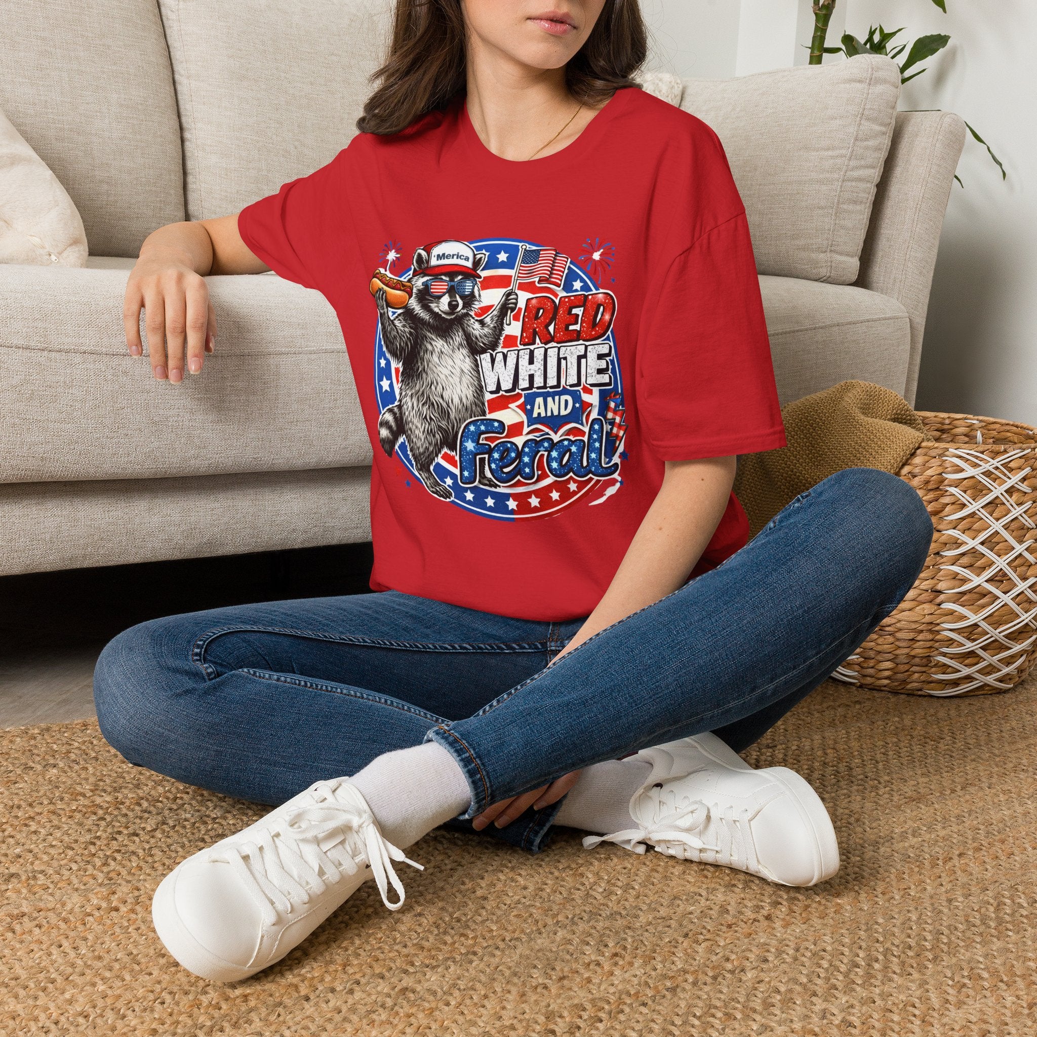 RED WHITE AND BOOM | Patriotic Raccoon Fireworks Design | Cr8tive Designs