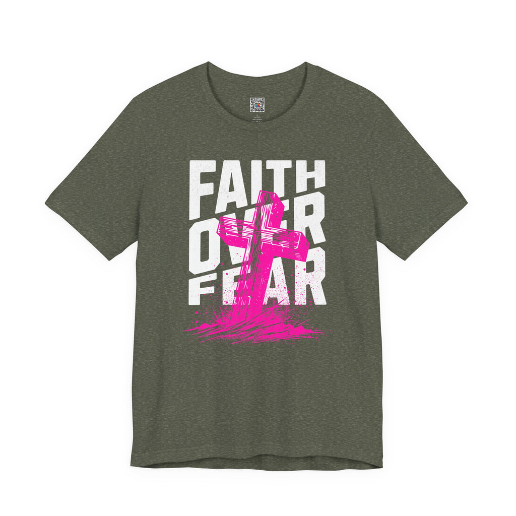 Faith Over Fear T-Shirt | Pink Cross Christian Tee | Cr8tive Designs