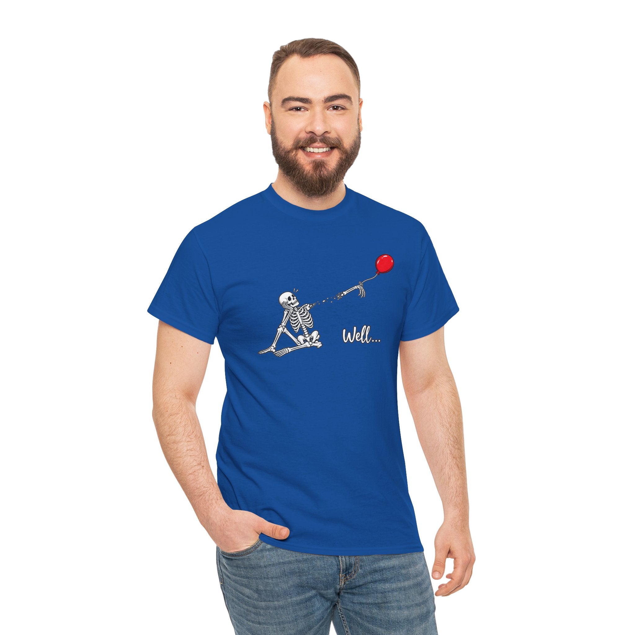 Well... Skeleton Red Balloon Graphic T-Shirt | Funny Dark Humor Tee | Cr8tive Designs