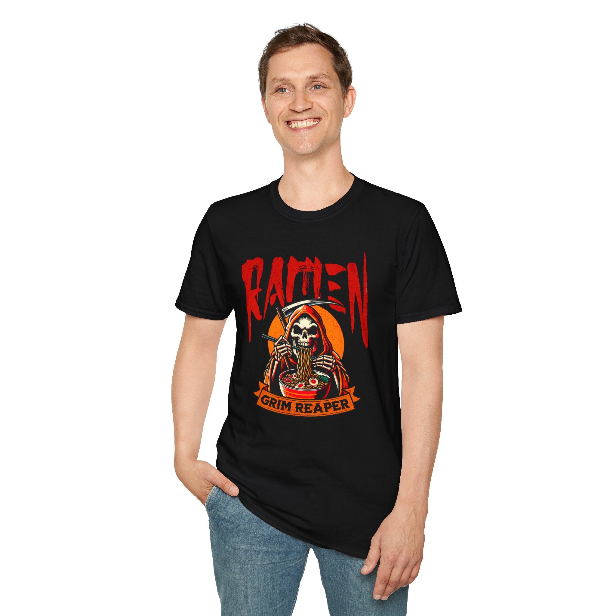 Ramen Grim Reaper T-Shirt | Skull Noodle Lover Tee | Cr8tive Designs