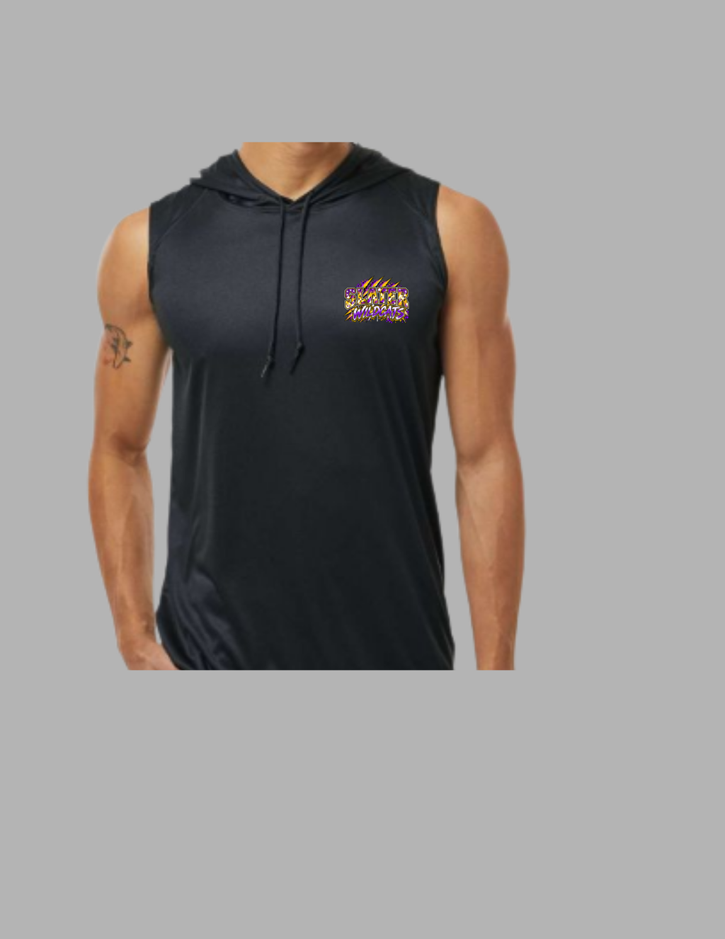 Custom Slater Wildcats Basketball Sleeveless Hooded Tee | Black | Adult Small